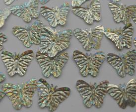 Пайетки Бабочка серебро голография, 22 х 18 мм, уп.25 шт