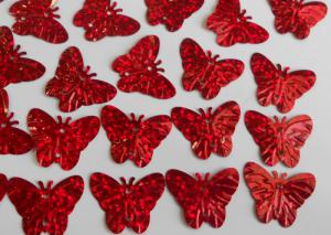 Пайетки Бабочка красный голография, 22 х 18 мм, уп.25 шт