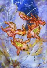 Чаривна мить | Картина стразами Золотые рыбки. Размер - 16,9 х 22,9 см
