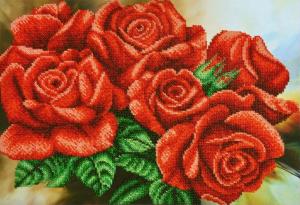 Картины бисером | Красные розы. Размер - 37 х 25 см.