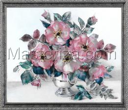 Шёлковый сад | Розы пастель. Размер - 35 х 28 см