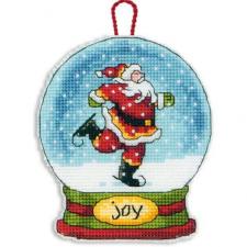 Набор для вышивания крестом DIMENSIONS Рождественское украшение "Снежный шар "Радость"". Размер 9,5 х 11,4 см