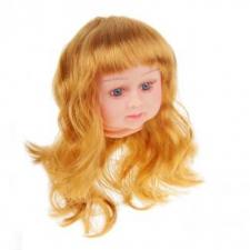 Парик для кукол "Прямые волосы,с чёлкой",размер большой,цвет золотой блонд,диаметр 12 см
