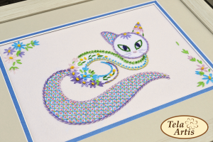 Набор декоративными швами "Цветочный кот-1". Размер - 24 х 17 см.