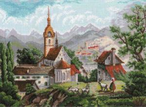 Риолис | "Монастырь Шоненверт" по мотивам гравюр XIX века. Размер - 40 х 30 см