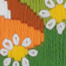 Риолис | Набор для вышивания длинным стежком "Лиса в ромашках". Размер - 10 х 10 см