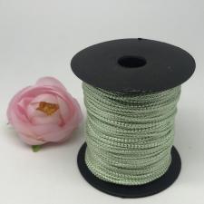 Шнур декоративный плетёный с люрексом,круглый,2мм,серо-зелёный/серебро (№11),100 ярдов (91,44 м)
