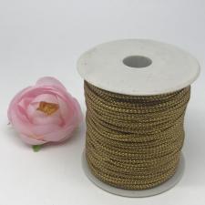 Шнур декоративный плетёный с люрексом,круглый,2мм,светло-коричневый/серебро (№16),100 ярдов (91,44 м)