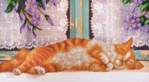 Картины бисером | Рыжий кот. Размер - 45 х 24 см.