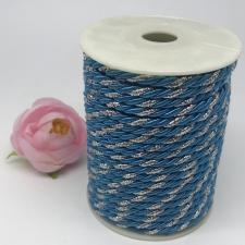 Шнур витой декоративный двухцветный,5 мм,цвет голубой/серебро (№18)
