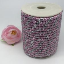 Шнур витой декоративный двухцветный,5 мм,цвет розовый/серебро (№23)