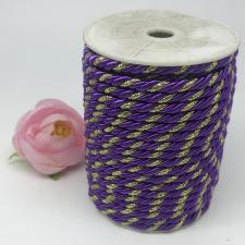 Шнур витой декоративный двухцветный,5 мм,цвет фиолетовый/золото (№35)