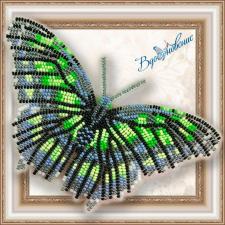 Набор для вышивки бисером на прозрачной основе "Бабочка "Малахитовая""