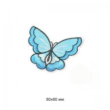 Термоаппликация "Бабочка",8х6 см,цв.голубой