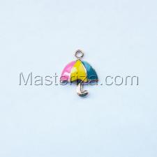Металлическая подвеска "Зонт",цвет розовый/жёлтый/бирюзовый