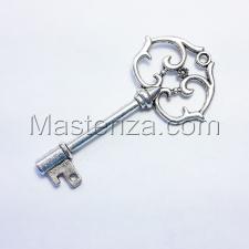 Металлическая подвеска "Ключ",цвет серебро,30 х 62 мм
