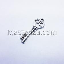 Металлическая подвеска "Ключ",цвет серебро,11 х 31 мм