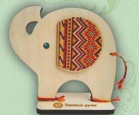 Золотые ручки | Набор для вышивания по дереву "Африканский слон". Размер - 16 х 17 см.