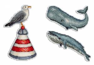 ТМ Жар-птица | Набор для вышивания на пластиковой канве "Шум океана.Магниты"