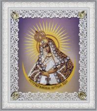 Картины бисером | Остробрамская икона Божией Матери (ажур). Размер - 19 х 21,5 см.