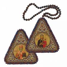 Новая слобода | Набор для вышивания бисером двухсторонней иконы "Богородица Одигитрия и Св. Николай Чудотворец"