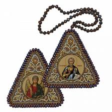 Новая слобода | Набор для вышивания бисером двухсторонней иконы "Святой Ап. Андрей Первозванный и Ангел Хранитель"