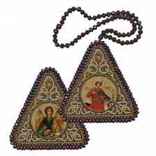 Новая слобода | Набор для вышивания бисером двухсторонней иконы "Св. Вмц. Екатерина и Ангел Хранитель"