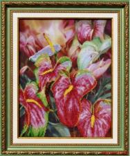 Картины бисером | Цветок фламинго. Размер - 25 х 31 см.