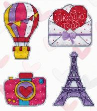 Овен | Набор-магнит для вышивания на пластиковой канве "Путешествие в Париж"