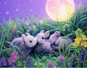 Картины бисером | Схема Крольчата. Размер - 36 х 28 см