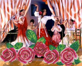 Картины бисером | Схема Танец роз. Размер - 37 х 30 см