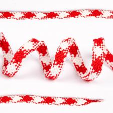 Шнурки плоские 9 мм 7с859 длина 100 см, компл.2шт, цв. белый с красным клетка