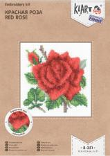 Набор для вышивания Кларт "Красная роза". Размер - 12,5 х 12,5 см