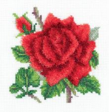 Набор для вышивания Кларт "Красная роза". Размер - 12,5 х 12,5 см