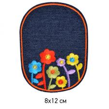 Термозаплатка джинсовая с цветами арт.TEP.RO.07 8х12см