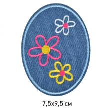 Термозаплатка джинсовая с цветочками арт.TEP.RO.16 7,5х9,5см