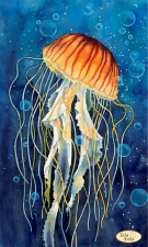 Тэла Артис | Медуза в пузырьках. Размер - 24 х 40 см