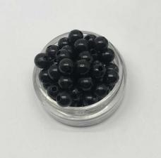 Бусины пластиковые круглые,цвет 18 (чёрный),6 мм,уп.80 шт