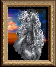 Арт Соло | Чёрный конь. Размер - 28 х 38 см