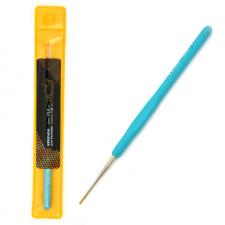 Крючок для вязания Maxwell Gold односторонний с золотой головкой, 1,0 мм, никель/синий