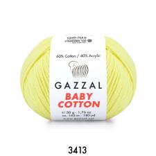 Пряжа Gazzal Baby cotton (60% хлопок, 40% акрил, 50 гр/165 м),3413 светло-жёлтый