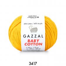 Пряжа Gazzal Baby cotton (60% хлопок, 40% акрил, 50 гр/165 м),3417 жёлтый