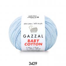 Пряжа Gazzal Baby cotton (60% хлопок, 40% акрил, 50 гр/165 м),3429 светло-голубой