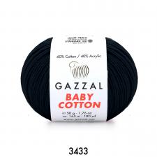 Пряжа Gazzal Baby cotton (60% хлопок, 40% акрил, 50 гр/165 м),3433 чёрный