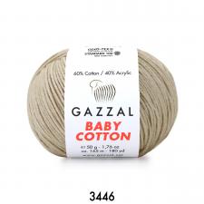 Пряжа Gazzal Baby cotton (60% хлопок, 40% акрил, 50 гр/165 м),3446 бежевый