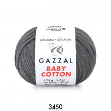 Пряжа Gazzal Baby cotton (60% хлопок, 40% акрил, 50 гр/165 м),3450 мышиный
