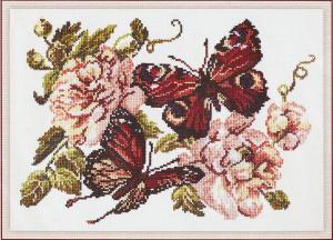 Чудесная игла | Пионы и бабочки. Размер - 30 х 22 см