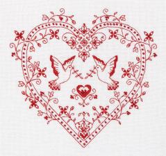 Панна | Сердце с голубями. Размер - 20 х 19 см