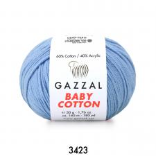 Пряжа Gazzal Baby cotton (60% хлопок, 40% акрил, 50 гр/165 м),3423 голубой