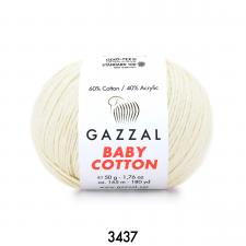 Пряжа Gazzal Baby cotton (60% хлопок, 40% акрил, 50 гр/165 м),3437 молочный